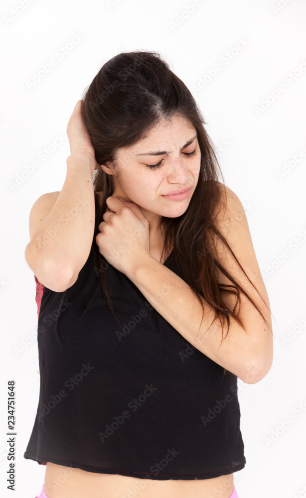 Fear emotional girl on a light background Fear emotional girl on a light background