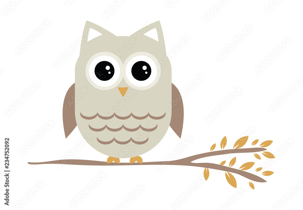 Cute owl sitting on a branch