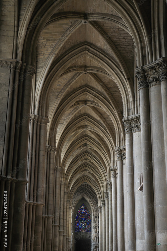 Reims,France-October 10,2018: Inside of Cathedral of Notre-Dame or Our Lady of Reims in Reims, France
