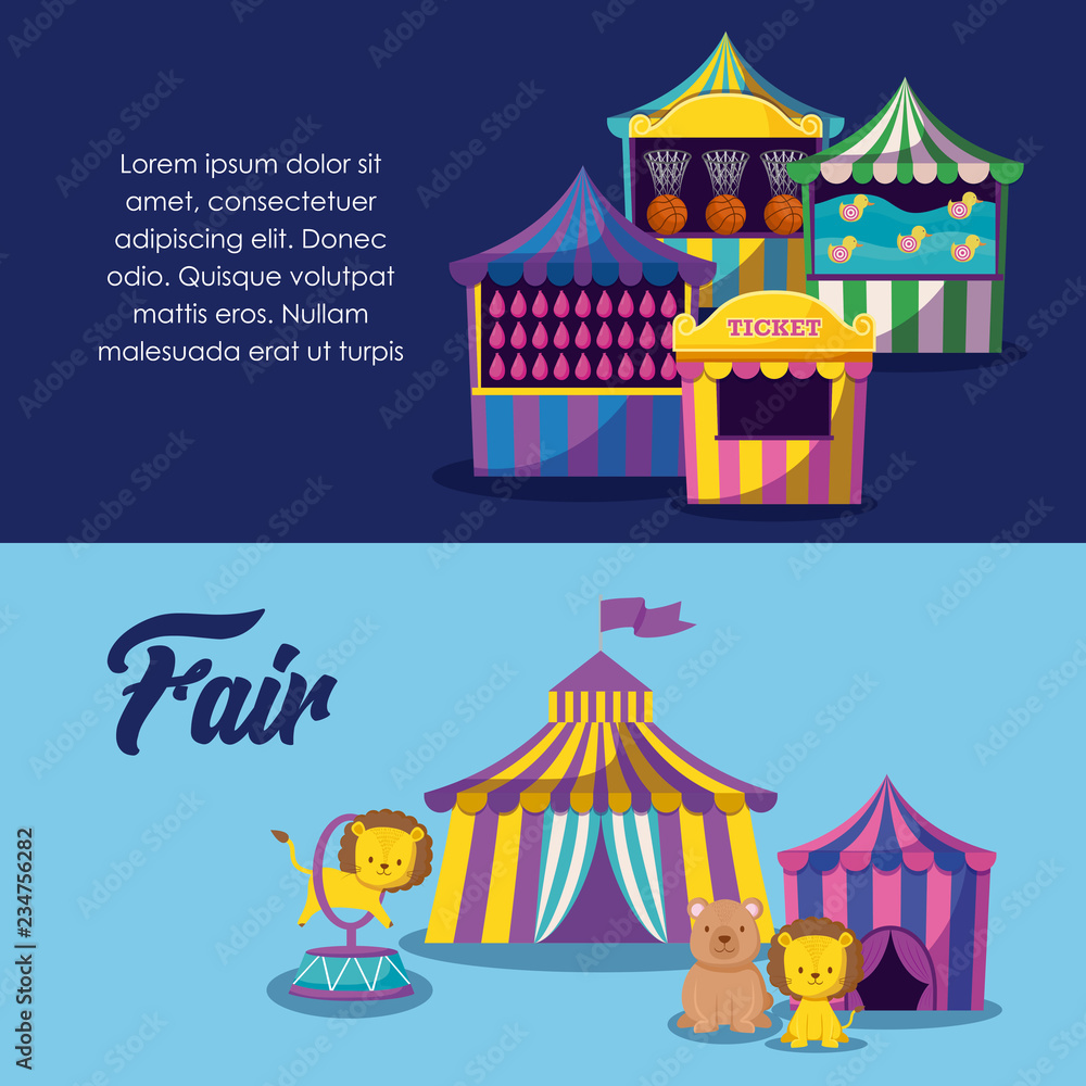 Fototapeta premium circus tents with cute animals