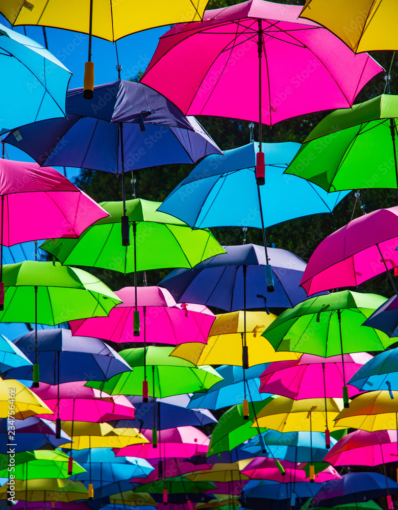 colorful umbrellas as a roof