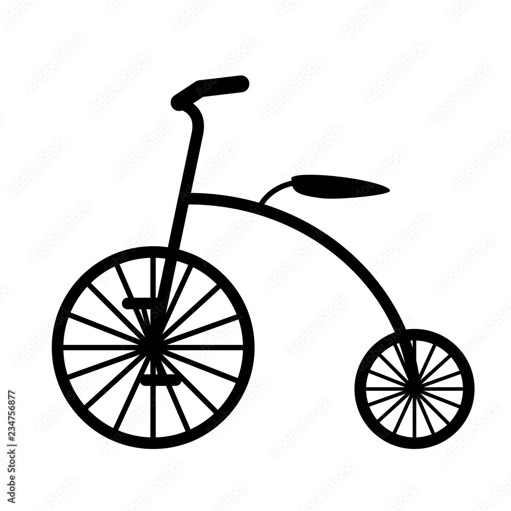 Retro bicycle black silhouette vector illustration