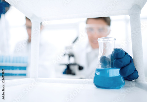 group of microbiologists in the workplace in the laboratory