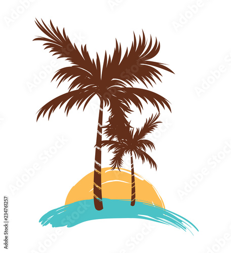 Silhouette Tropical Palm Tree