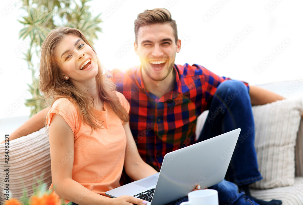 modern young people using laptop at home. modern young people using laptop at home.