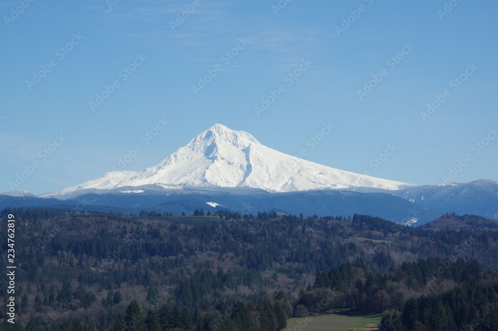 Mt. Hood snow capped in Oregon