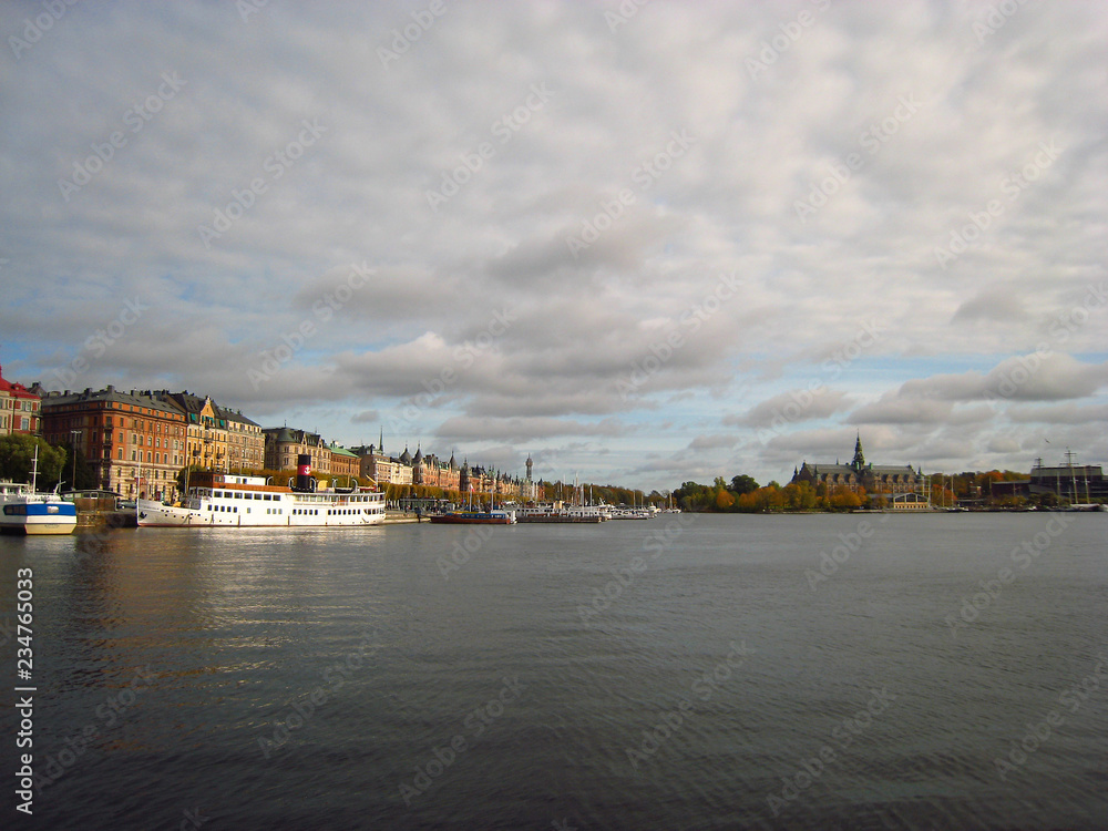 Stockholm Strandvägen Ausblick auf das Wasser Schweden