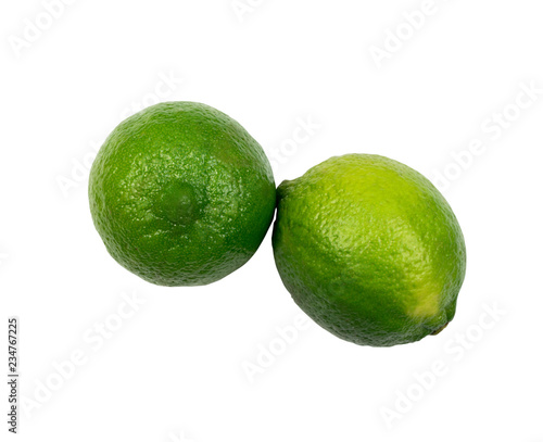 Sour key one whole lime isolated on white background