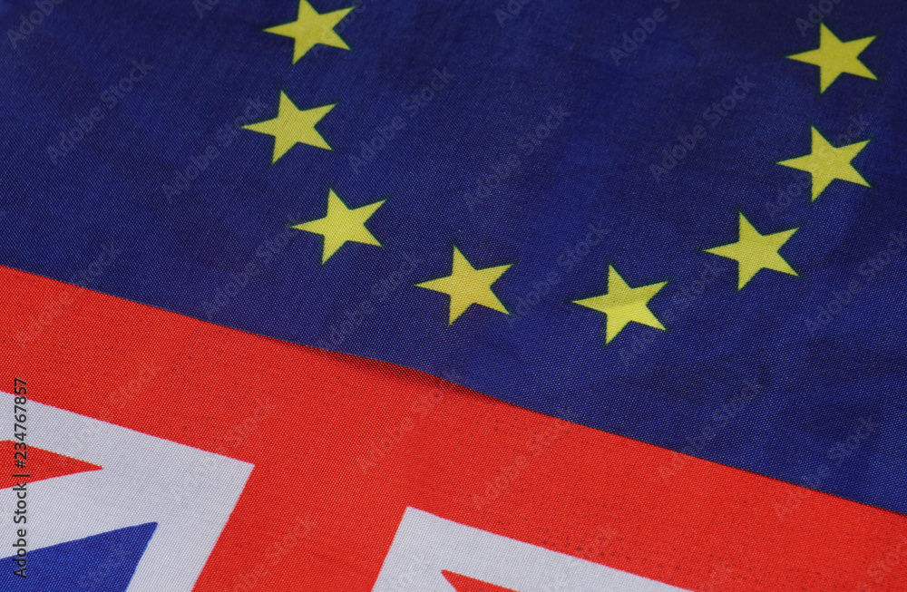 Brexit UK and European flag together