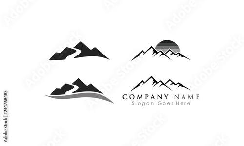 set mountain peak logo vector