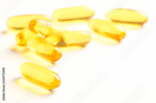 fish oil capsules isolated on white