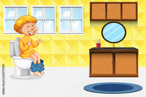 Boy taking the toilet