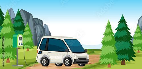 Electric car charge in nature