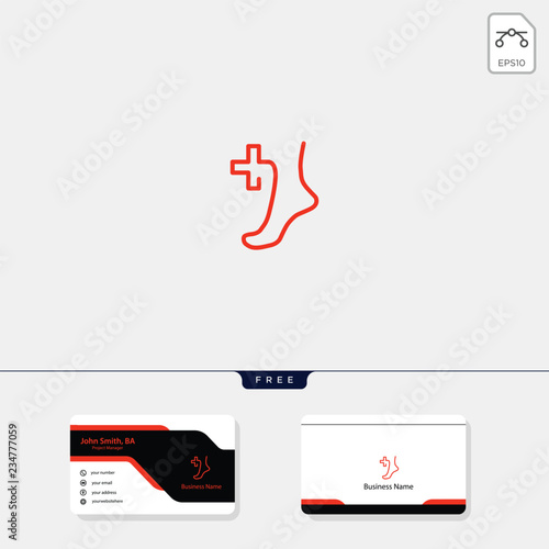 foot healing or medicine concept logo template vector illustration, free business card design