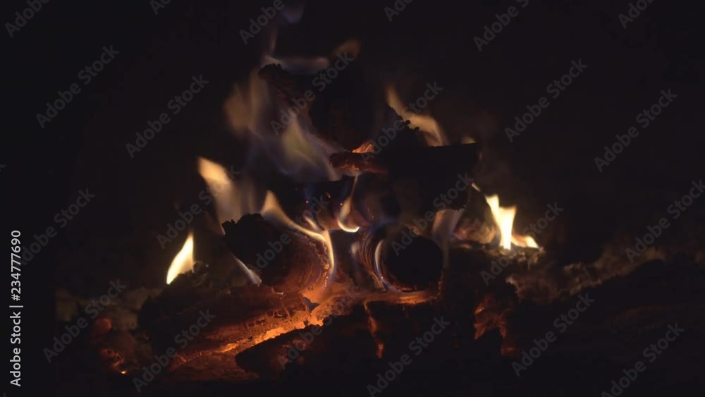 Bonfire from wood burning in the furnace and red coal Bonfire from wood burning in the furnace and red coal