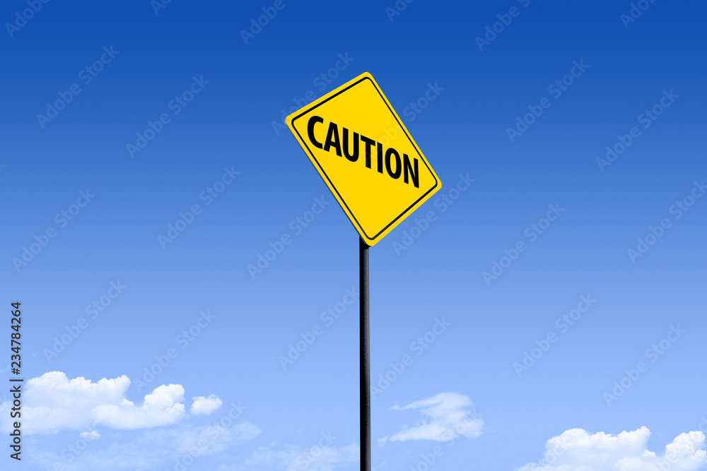 3D Illustration of a road sign _caution_angle1 3D Illustration of a road sign _caution_angle1