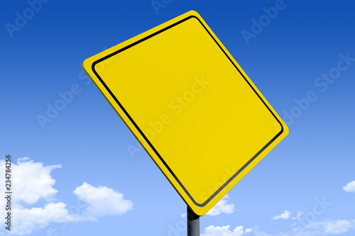 3D Illustration of a road sign _blank_angle3