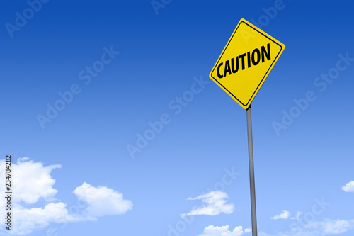 3D Illustration of a road sign _caution_angle2 © virtualpictures.com