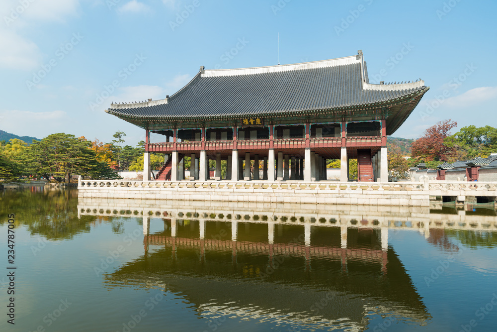 Gyeongbokgung Palace in Autumn in Seoul, South Korea.