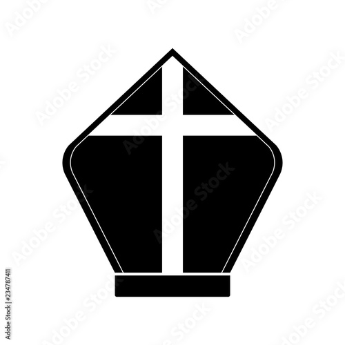 Isolated pope hat silhouette. Catholic object. Vector illustration design