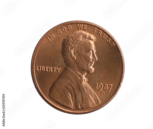 Wallpaper Mural United States one cent coin on white background Torontodigital.ca