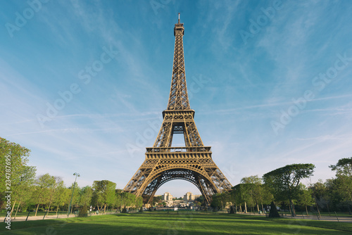 Sunrise in Eiffel Tower in Paris, France. Eiffel Tower is famous place in Paris, France. © ake1150