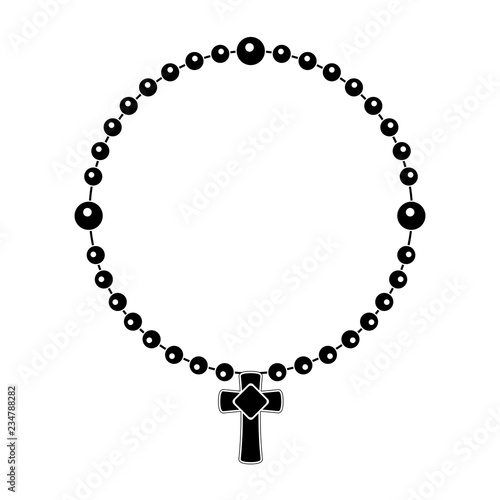 Catholic denarius silhouette. Rosary concept. Vector illustration design