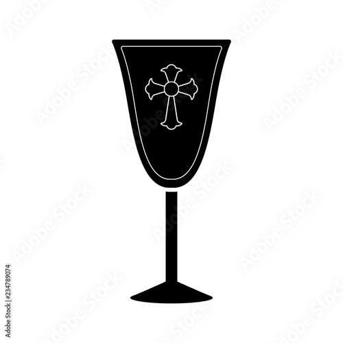 Isolated chalice silhouette. Catholic object. Vector illustration design