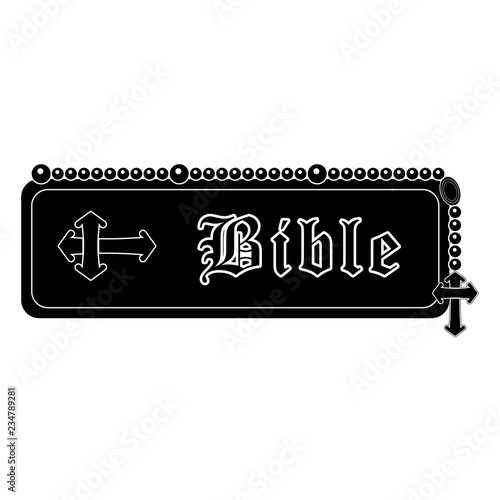 Isolated holy bible silhouette with rosary beads. Vector illustration design