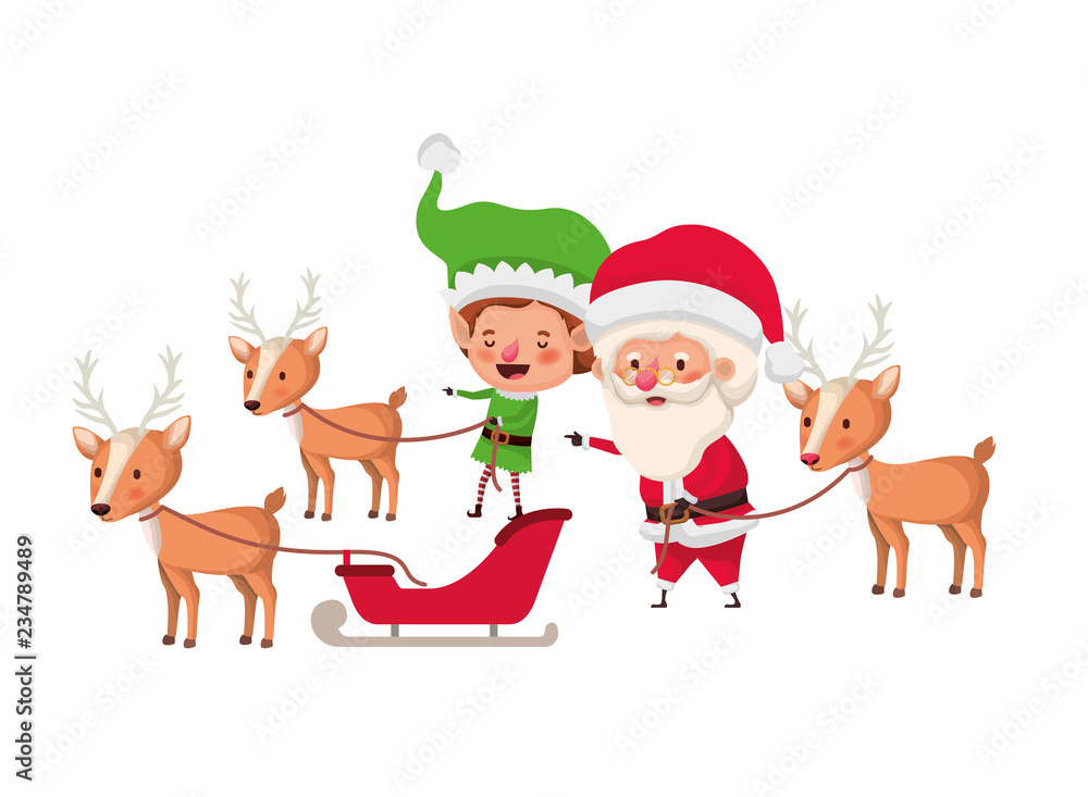 santa claus with elf in sleigh avatar character