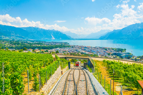 funicular at Vevey ascending to Mont Pelerin in Switzerland