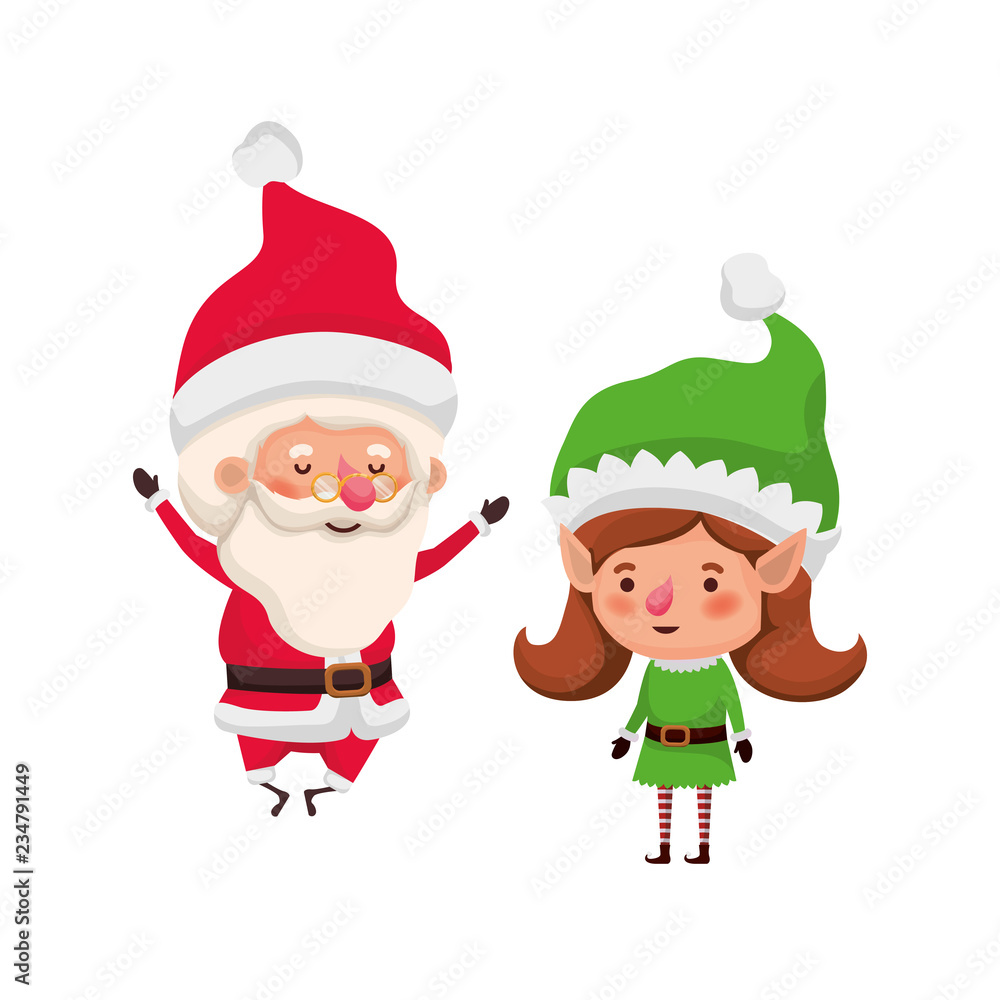 santa claus with elf woman moving avatar character santa claus with elf woman moving avatar character