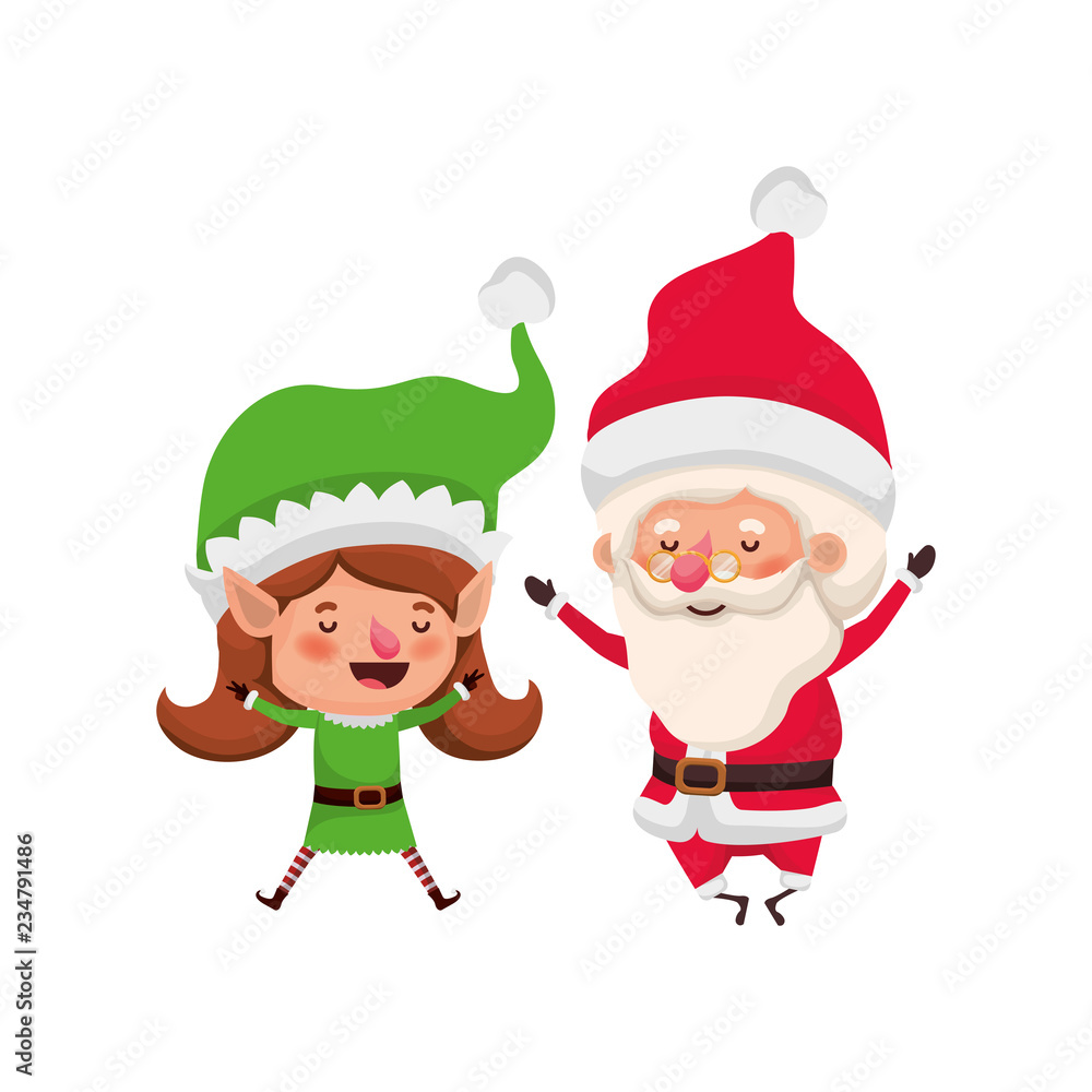 santa claus with elf woman moving avatar character santa claus with elf woman moving avatar character