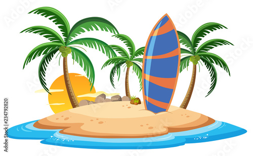 Isolated summer island on whate background