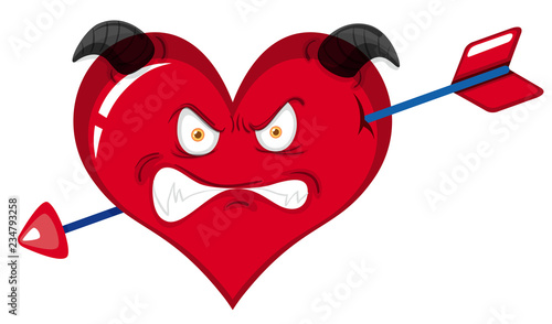 Heart monster charater on white background