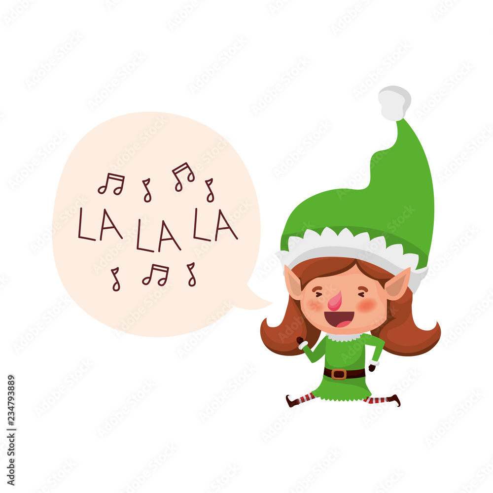 elf woman with speech bubble about christmas avatar character