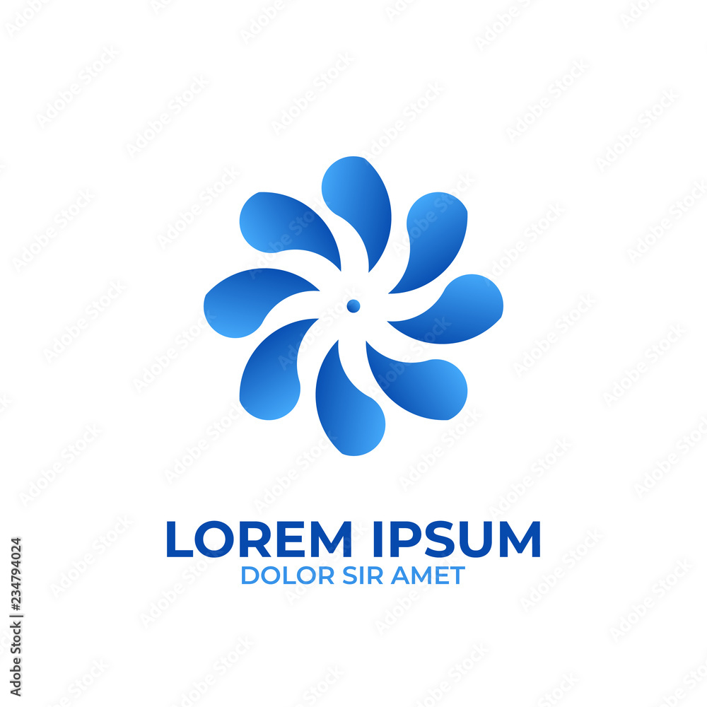Blue water propeller turbine logo icon abstract Blue water propeller turbine logo icon abstract