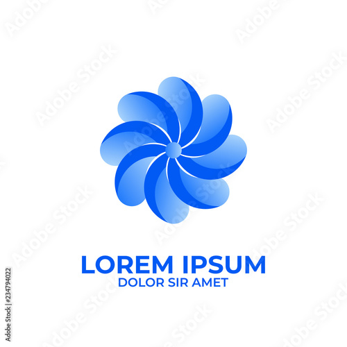 Blue propeller turbine logo icon abstract