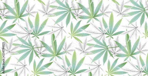 Marijuana leaves seamless vector pattern. © Pongsapol