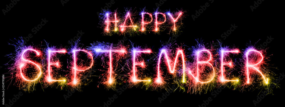 Obraz premium Happy Month from colorful sparkler on black background