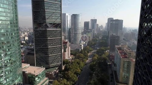 Aerial top view of Paseo de la Reforma in Mexico City  photo