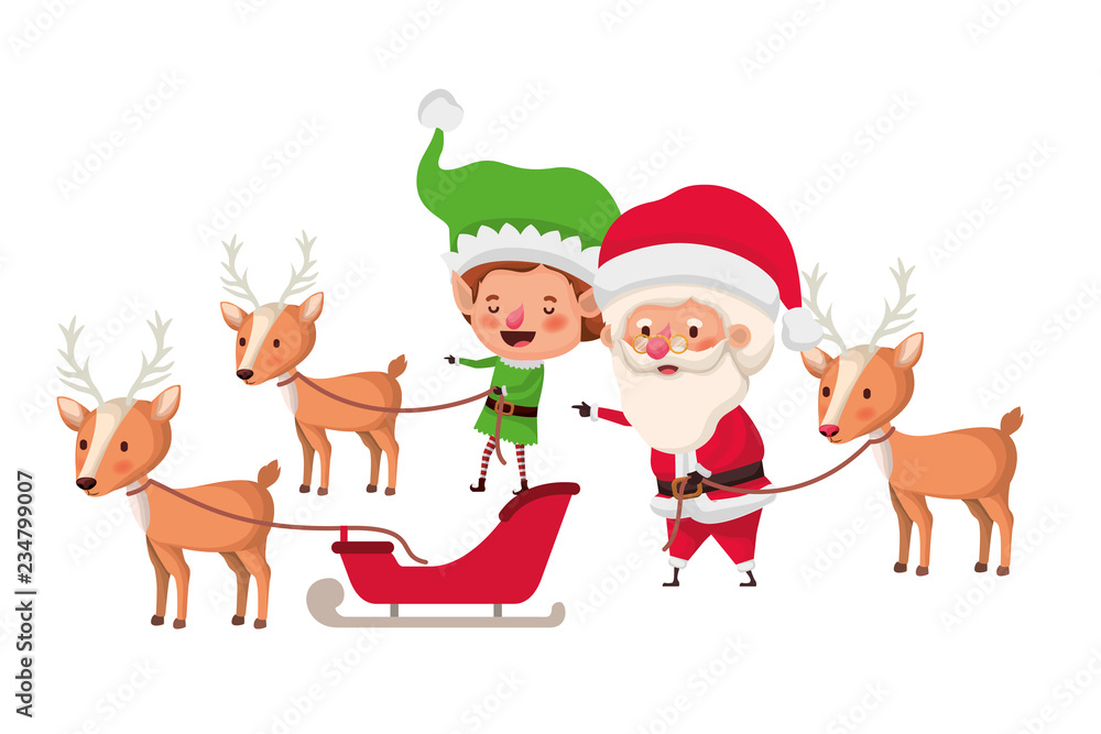 santa claus with elf in sleigh avatar character santa claus with elf in sleigh avatar character
