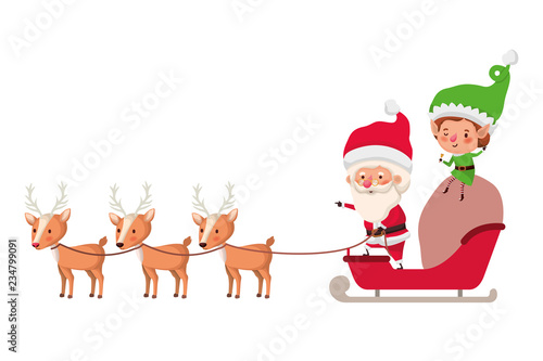 santa claus with elf in sleigh avatar character © grgroup