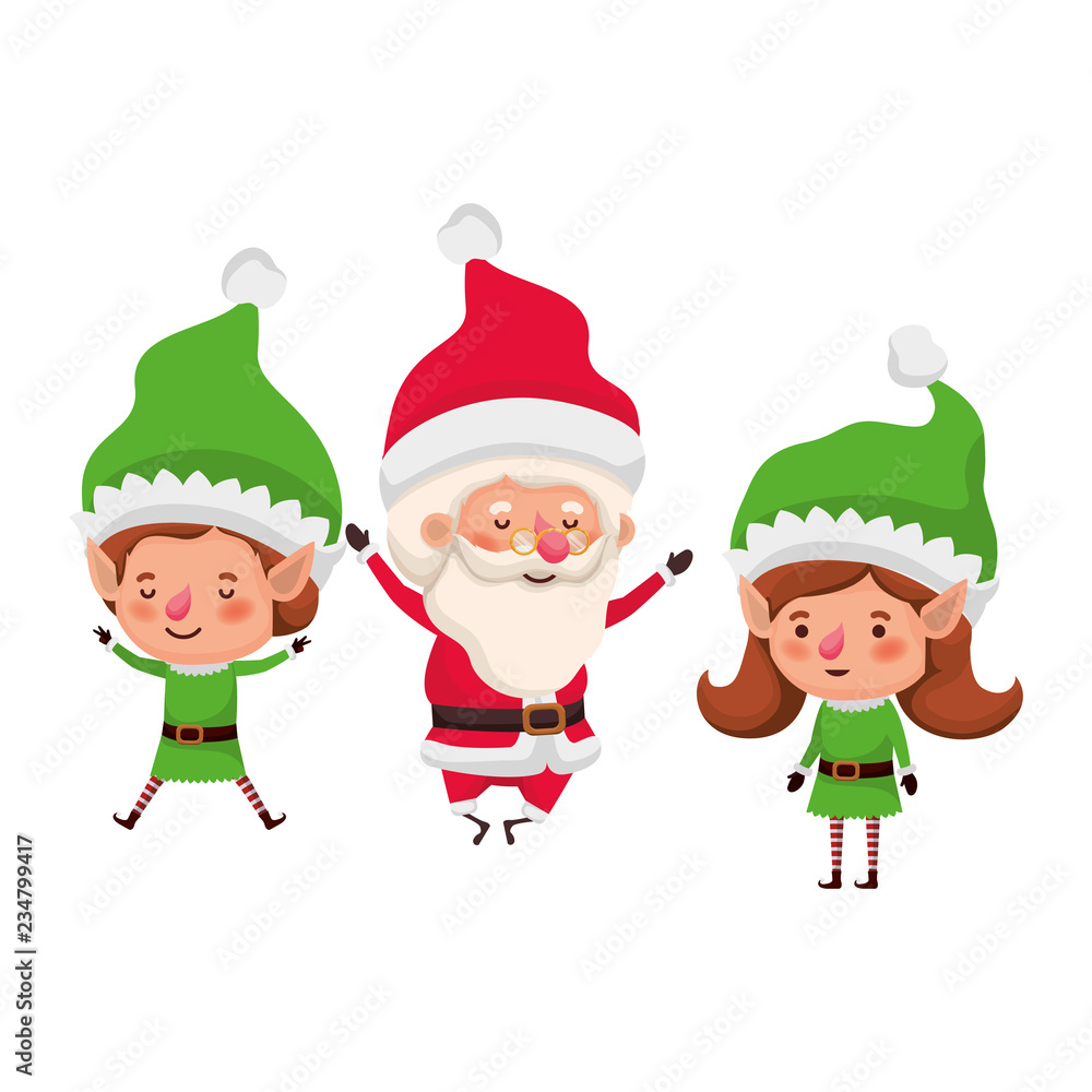 elf couple with santa claus avatar character elf couple with santa claus avatar character