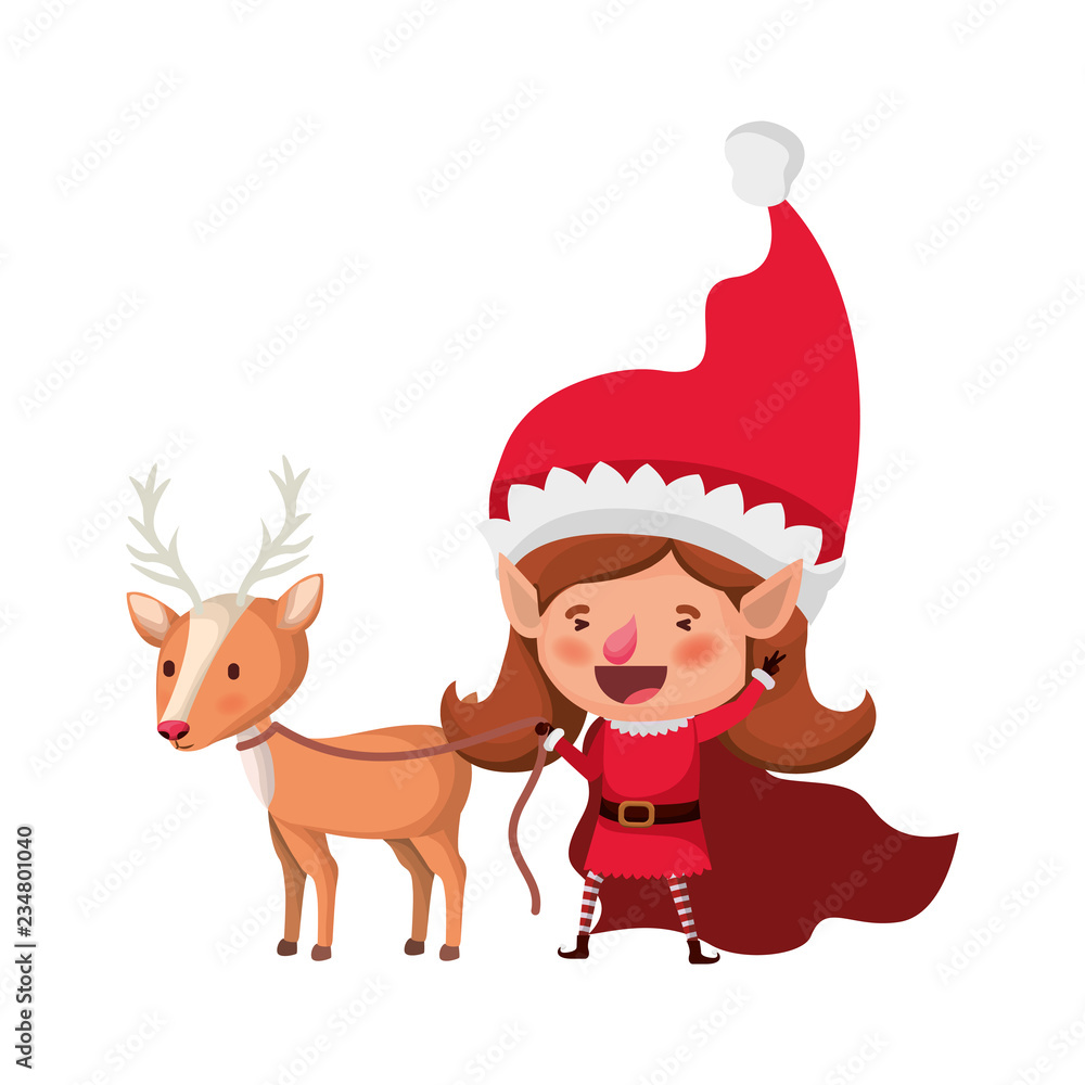 elf woman with reindeer avatar character elf woman with reindeer avatar character