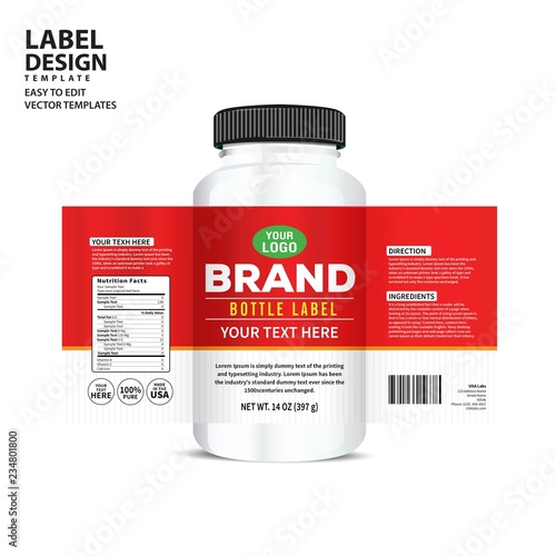 Bottle label, Package template design, Label design, mock up design label template