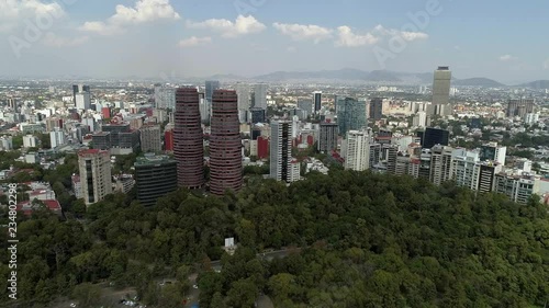 Aerial top view of Mexico City and some iconic landscapes