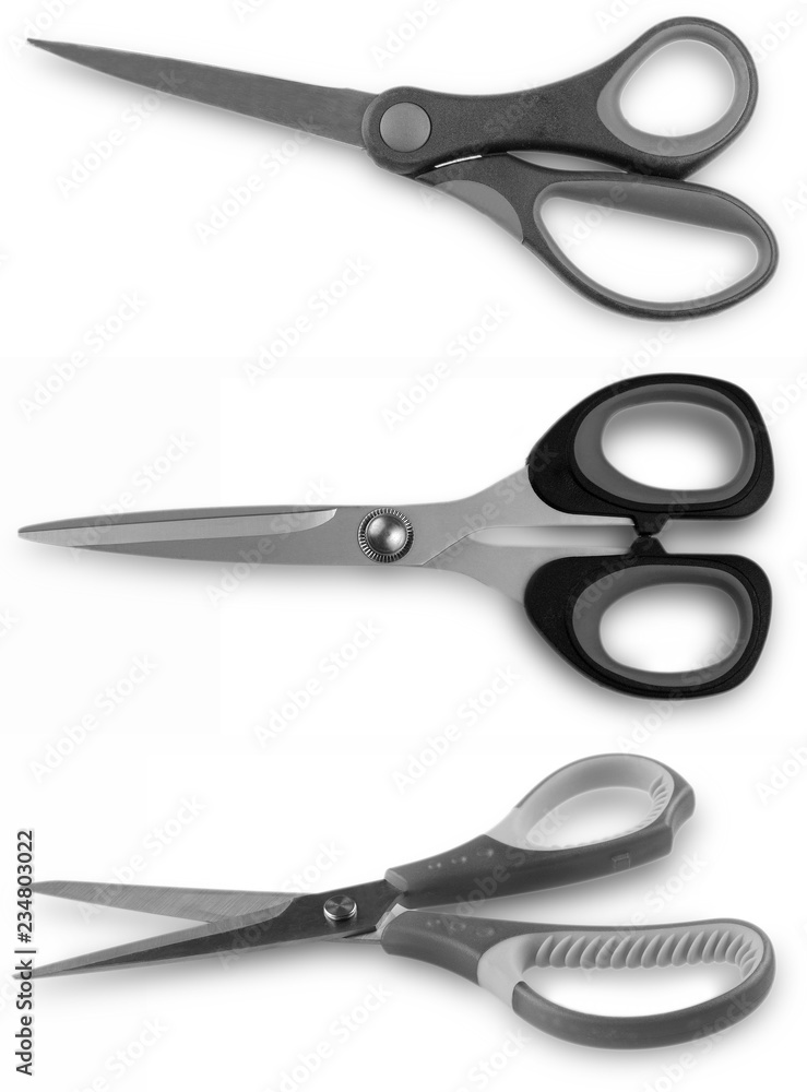 Set of new paper scissors on a white background. Set of new paper scissors on a white background.