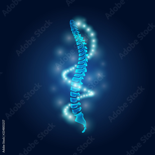 human spine with the dna light in science fiction theme