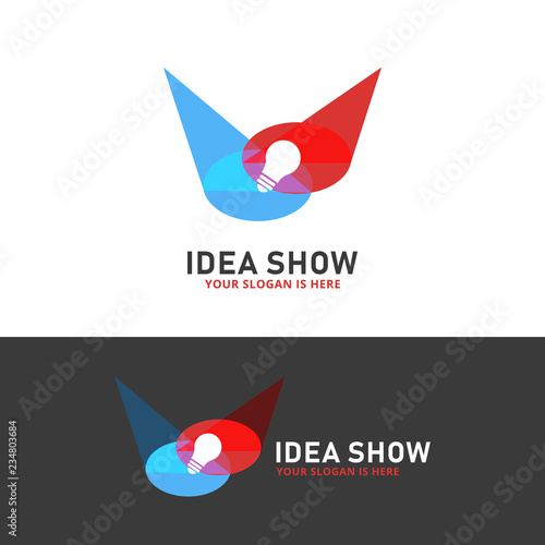 Idea show bulb lamp stage spotlight floodlight logo colorful overlapping style